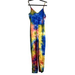 Aria Jumpsuit Women Size Medium Multicolor Hippie Tie-dye Sleeveless Festival
